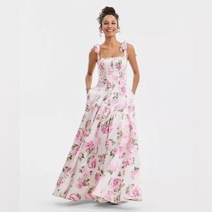 B Darlin Pink and White Floral Maxi Dress